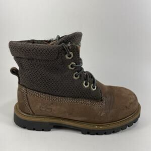 Timberland Roll Top Leather Boots Kids Toddler Size 10 Brown Lace Up Classic